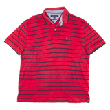 TOMMY HILFIGER Mens Polo Shirt Red Striped L