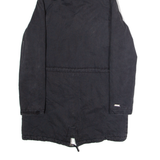 ELLESSE Fleece Lined Womens Parka Coat Black Twill Hooded L