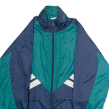 GALERI METIN Mens Rain Jacket Blue 90s Hooded Colourblock M