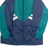 GALERI METIN Mens Rain Jacket Blue 90s Hooded Colourblock M