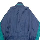 GALERI METIN Mens Rain Jacket Blue 90s Hooded Colourblock M