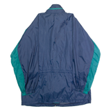 GALERI METIN Mens Rain Jacket Blue 90s Hooded Colourblock M