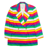 PRESTIGE Womens Blazer Jacket Blue 90s Striped UK 12