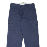 DICKIES Cargo Style Workwear Mens Trousers Blue Relaxed Straight W36 L32
