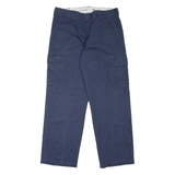DICKIES Cargo Style Workwear Mens Trousers Blue Relaxed Straight W36 L32
