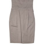 REISS Womens Pencil Dress Brown Viscose Short Sleeve Knee Length UK 10