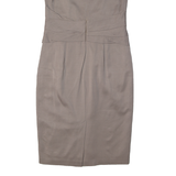 REISS Womens Pencil Dress Brown Viscose Short Sleeve Knee Length UK 10