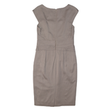 REISS Womens Pencil Dress Brown Viscose Short Sleeve Knee Length UK 10