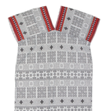 Womens Kaftan Dress White Crazy Pattern Short Sleeve Midi M