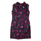 Womens Shift Dress Black Crazy Pattern Sleeveless Midi M