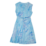MARKWALD Womens A-Line Dress Blue Floral Sleeveless Midi L