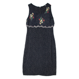 Womens Shift Dress Blue Spotted Sleeveless Midi M