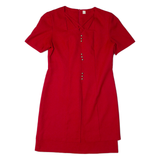 Womens Jacket Dress Red Short Sleeve Midi UK 14