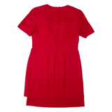 Womens Jacket Dress Red Short Sleeve Midi UK 14