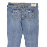 TRUE RELIGION Capri Cropped Womens Jeans Blue Straight Stone Wash W33 L23