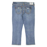TRUE RELIGION Capri Cropped Womens Jeans Blue Straight Stone Wash W33 L23