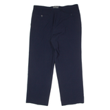 BRUNO SAINT HILAIRE Pleated Mens Trousers Blue Straight 90s Wool W39 L29