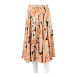 Womens Pleated Skirt Pink Midi Floral S