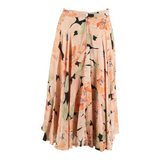 Womens Pleated Skirt Pink Midi Floral S