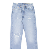 LEVI'S 501 BIG E Jeans Distressed Womens Blue Straight Stone Wash W26 L30