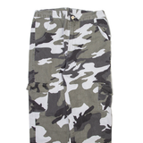 Camo Cargo Mens Trousers Grey Regular Tapered W28 L26