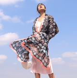 Anyyou 100% Mulberry Silk Black Long Scarf Luxury Brand Women Beach Shawl Wear Swimwear Pashimina Face Shield Foulard