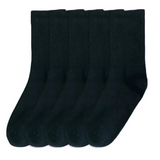 Anyfootwear 5 Pairs Unisex Sports Socks Size 4-5 Black Cotton Knitted Casual Skateboard Socks Solid Color Breathable