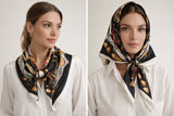 Anyyou Fashion Premium Satin Square Scarf – Black Silk-Feel Neckwrap for Women