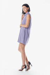 Italian Cotton Sleeveless Dress in Purple – Chic Summer Wear