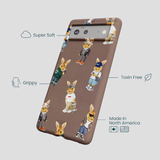 Chocolate Brown Rabbit Friends Google Pixel 6a Case