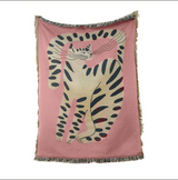 Anycozy Pink Cat Throw Blanket – Soft Tassel Sofa & Bed Cover