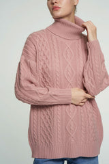 Turtleneck Knitted T10 Lime Dirty-Pink