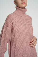 Turtleneck Knitted T10 Lime Dirty-Pink