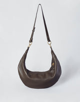 hyer goods ring bag convertible leather hobo crescent bag#color_chocolate