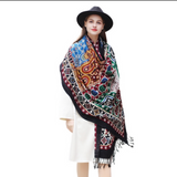 Anyyou 100% Merino Wool Black Multipatterns Silk Satin Large Winter Scarf Pashmina Shawl Bandana Perfect For Women Ladies Fashion Style