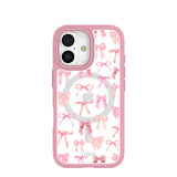 Clear Rosy Bows iPhone 17 Case With Petal Pink Ridge (MagSafe included)