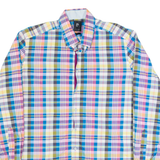 PIERRE CARDIN Mens Shirt Blue Check Long Sleeve XL