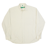 CANDA Mens Plain Shirt Cream 90s Long Sleeve XL