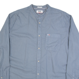 TOMMY JEANS Mens Plain Shirt Blue Long Sleeve 2XL