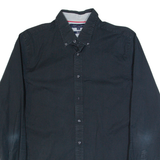 TOMMY HILFIGER Slim Fit Mens Plain Shirt Black Long Sleeve L