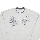 PFI FASHIONS Bird Print Womens Sweatshirt Grey 1/4 Zip L
