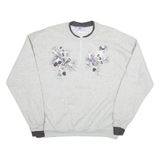 PFI FASHIONS Bird Print Womens Sweatshirt Grey 1/4 Zip L