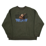 CROFT AND BARROW Reindeer Print Womens Sweatshirt Green L