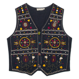 HENNES Womens Blazer Waistcoat Black Floral M