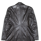 KINAFF Womens Overcoat Coat Black Leather S