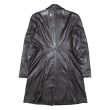 KINAFF Womens Overcoat Coat Black Leather S