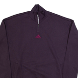 ADIDAS Womens Sweatshirt Purple 1/4 Zip S