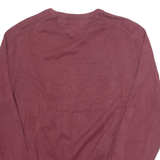 TOMMY HILFIGER Mens Patterned Jumper Maroon Argyle Tight Knit L