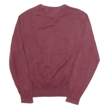 TOMMY HILFIGER Mens Patterned Jumper Maroon Argyle Tight Knit L