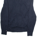 TOMMY HILFIGER Mens Jumper Blue Roll Neck Tight Knit M